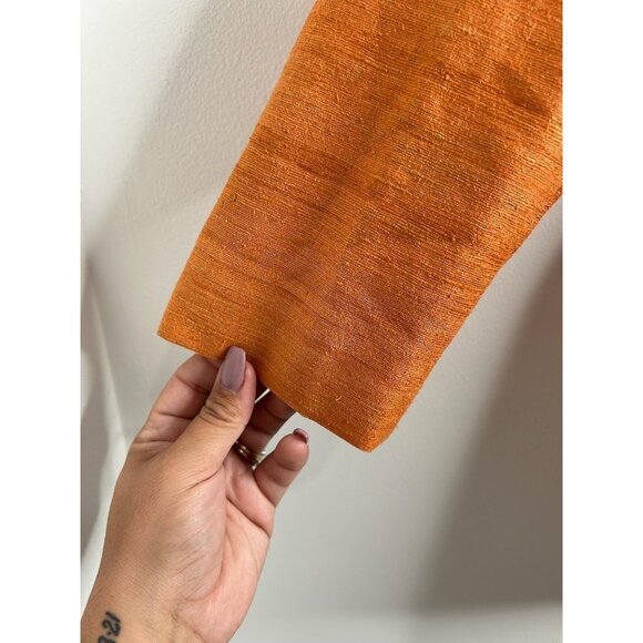 Vtg Lauren Ralph Lauren Blazer Jacket Womens 12‎ Orange Notch Lapel 100% Silk - Picture 3 of 9